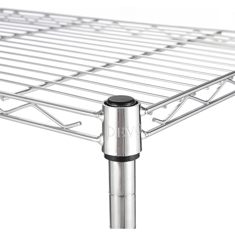 High Quality 6 Tiers Adjustable Steel Rolling Storage Chrome Roll Wire Shelving