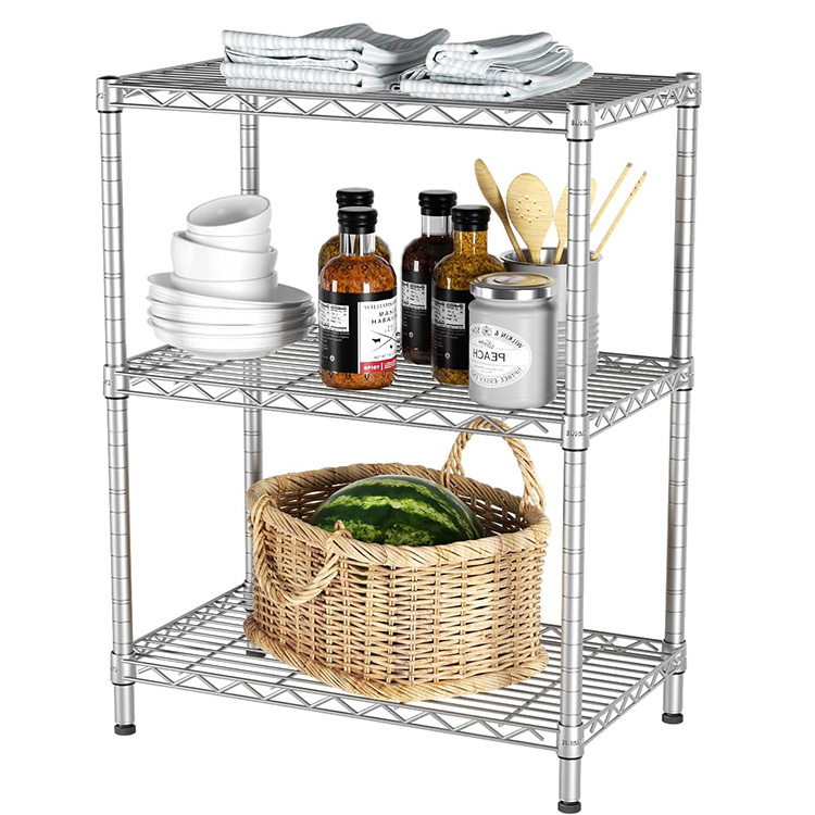 14" D X 24" W X 31.5" H 3 Tier Adjustable Storage Wire Shelving Rack Standing Shelf Units for Laundry Bathroom Kitchen Office