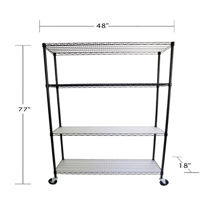 Wholesale 4-tier Metal Display Rack Kitchen Garage Adjustable Steel Wire Shelving Storage Shelves