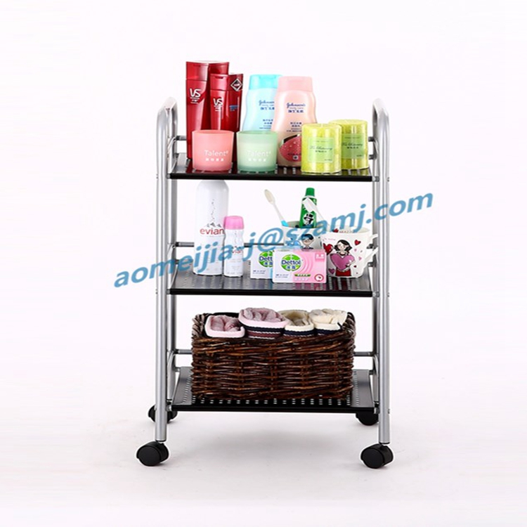 AMJ Cheap Price Steel Removable 3-Tier Rolling Storage Cart Wire Shelf Trolley