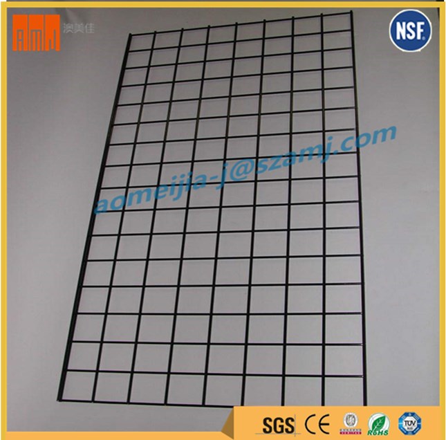Black Powder Coated 1 Layer Metal Mesh Gridwall Panel Wire Grid Display Rack
