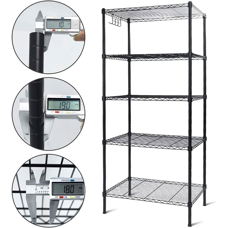 5 Tier Metal Storage Chrome Rack Shelf Kitchen Pantry Utility Shelf Display Adjustable Wire Chrome Shelf