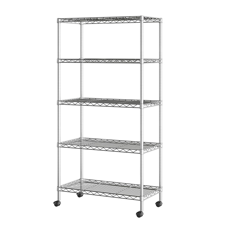 NSF Approved Shelves 5-Tier Commercial Heavy Duty Wire Shelf Rack with Wheels