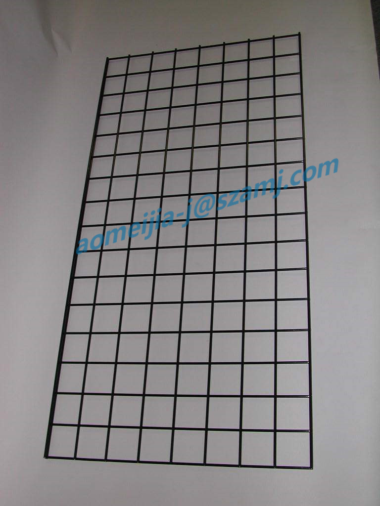 Black Powder Coated 1 Layer Metal Mesh Gridwall Panel Wire Grid Display Rack