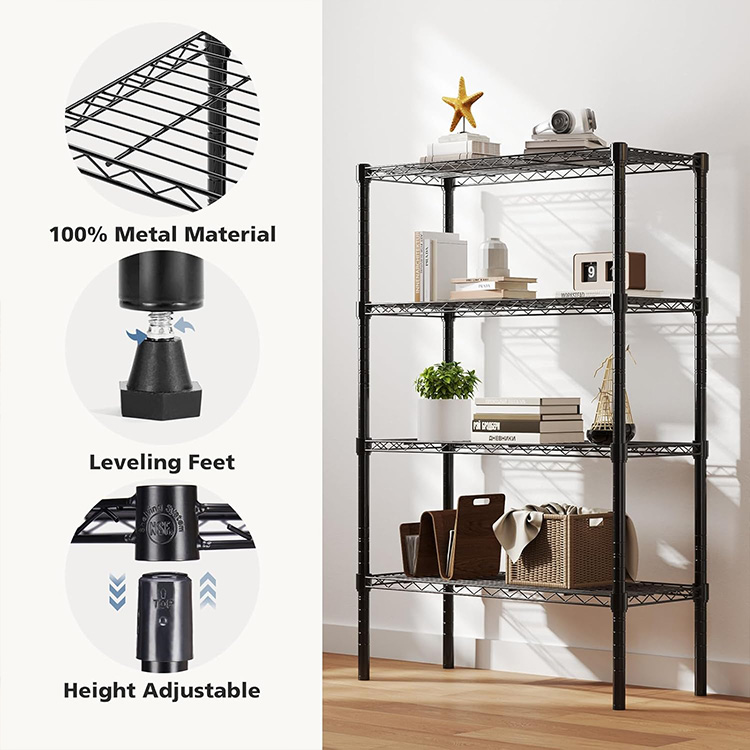 Heavy Duty Standing Shelves 4 Tier Metal Wire Rack Shelf Shelving Unit Organizers