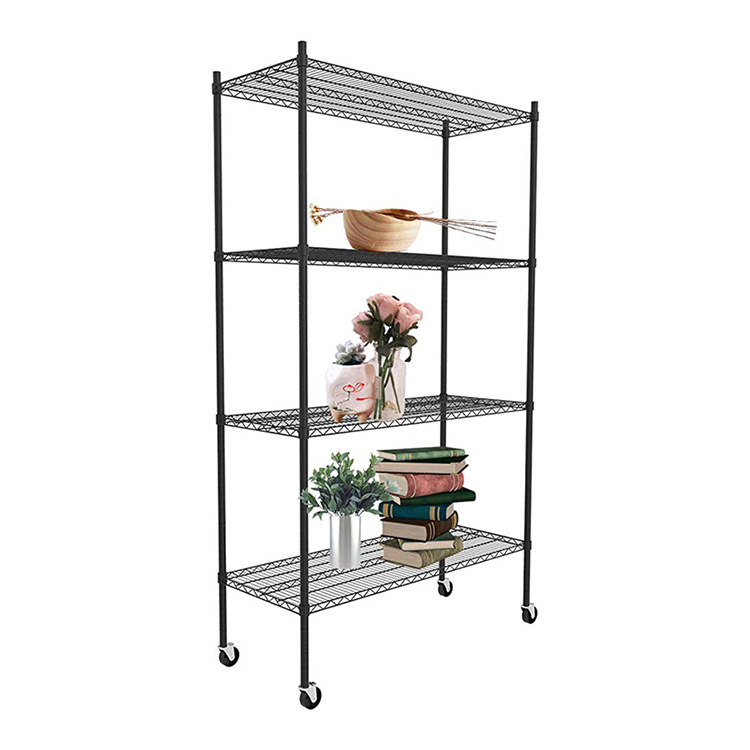 AMJ Industrial Use Metal Components and Parts Storage Wire Shelving With Wheels