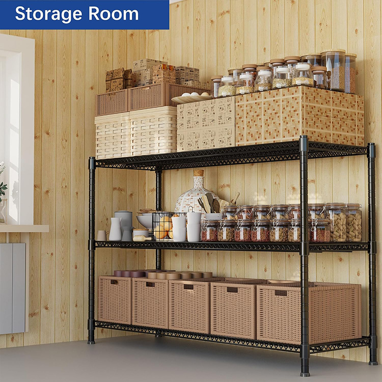 Black 24" Dx59.6 Wx47.6 H 3-Wire Shelf Adjustable Metal Organizer Wire Rack for Laundry Bathroom Kitchen