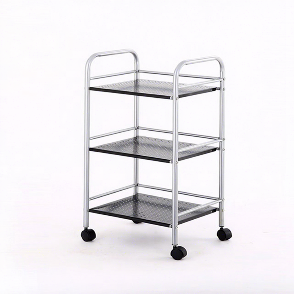 AMJ Cheap Price Steel Removable 3-Tier Rolling Storage Cart Wire Shelf Trolley