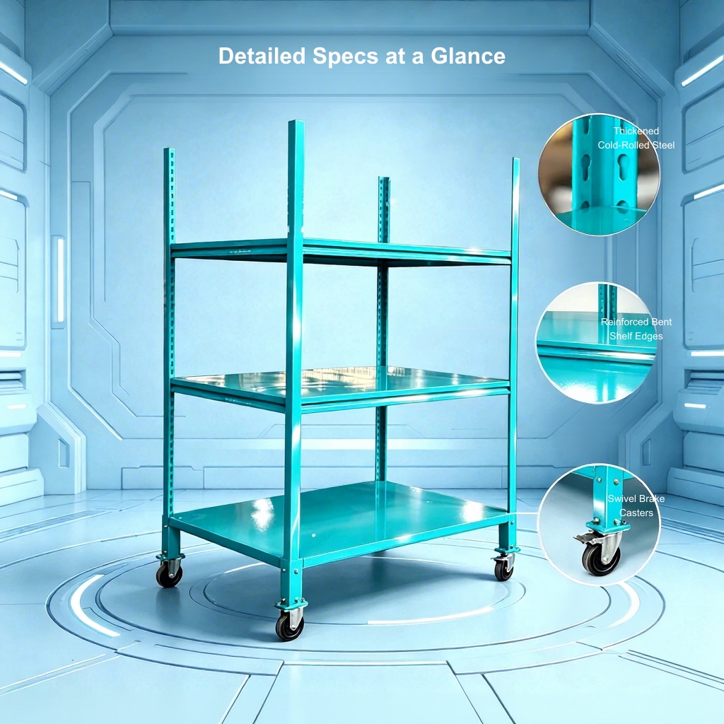 Smart Factory Ready Adjustable 3 TierSteel Mobile AGV Storage Rack With Swivel Casters for Automated Warehouse
