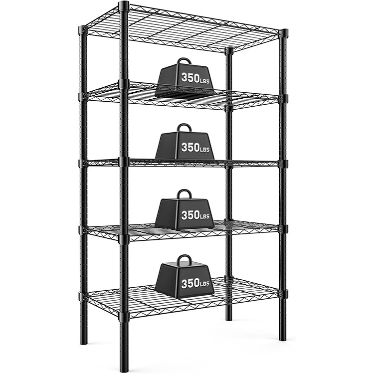 Heavy Duty Black  5 Tiers Wire Shelving Unit Storage Rack Metal Shelf Shelves Racking