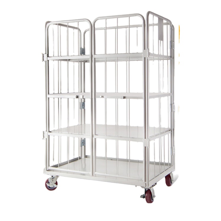 Wholesale Price Laundry Roll Container Cargo Storage Foldable Cage Cart Trolley