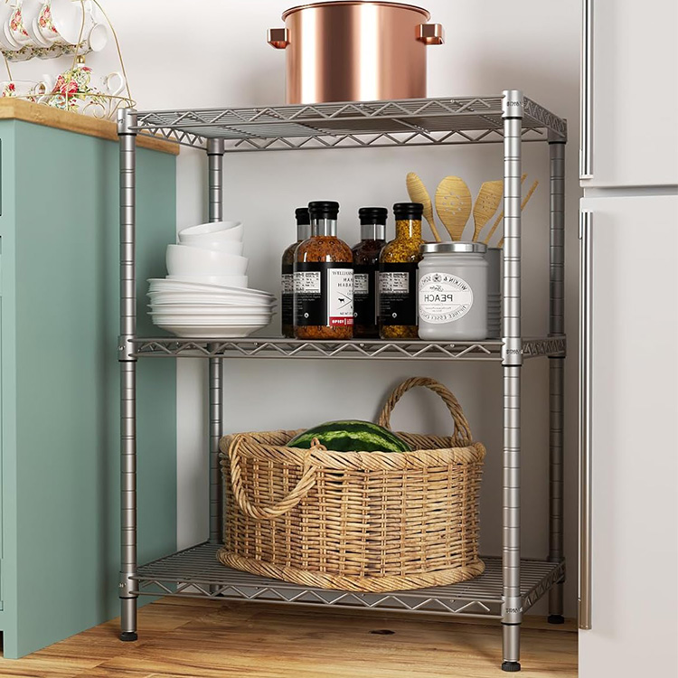 14" D X 24" W X 31.5" H 3 Tier Adjustable Storage Wire Shelving Rack Standing Shelf Units for Laundry Bathroom Kitchen Office