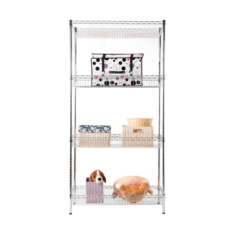 AMJ 4-Tier Heavy Duty Steel Wire Shelving Restaurant Kitchen Wire Basket Shelf
