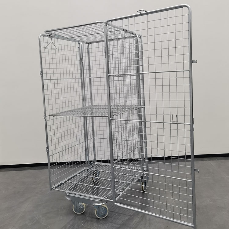 Hot Sale Industry Wire Mesh Warehouse Roll Storage Container On Wheels