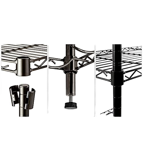 NSF Approval Adjustable Black Powder Coating 6 Tiers Home Wire Shelf