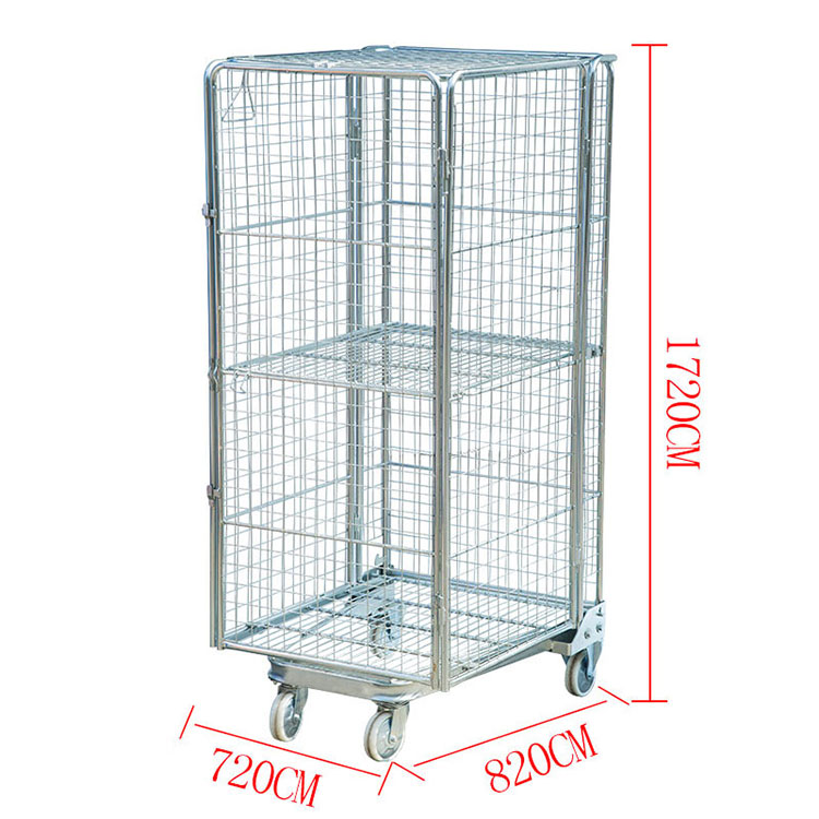 Hot Sale Industry Wire Mesh Warehouse Roll Storage Container On Wheels