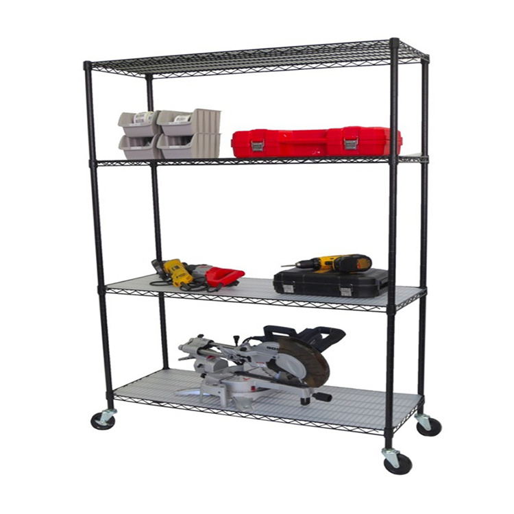 AMJ Industrial Use Metal Components and Parts Storage Wire Shelving With Wheels