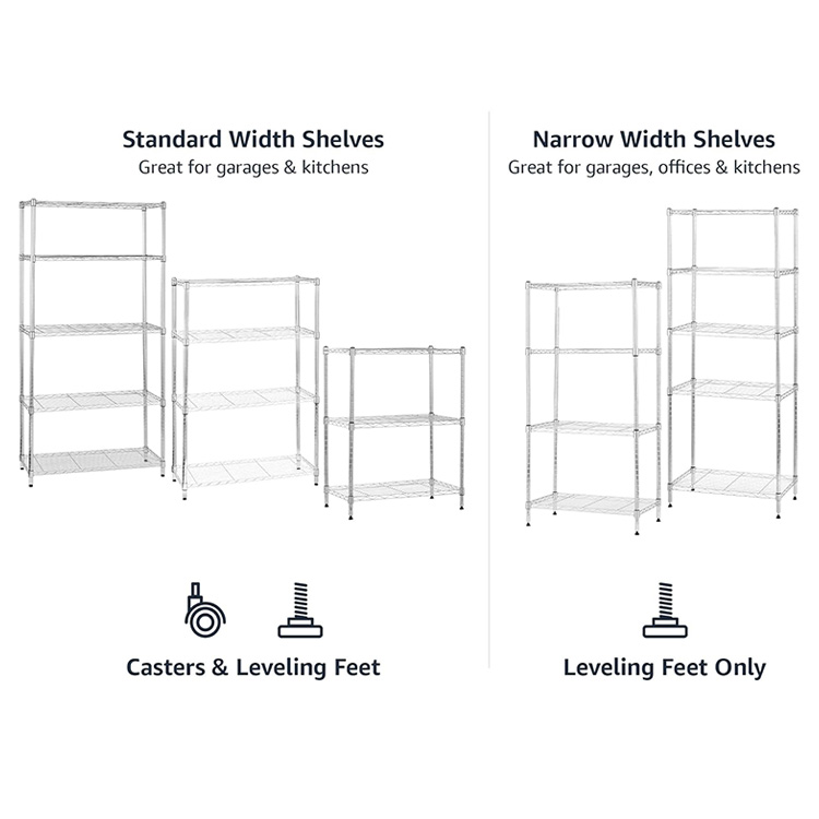 Hot Selling Adjustable Nsf Chrome Wire Display Shelf Steel Wire Shelving Unit Organizers