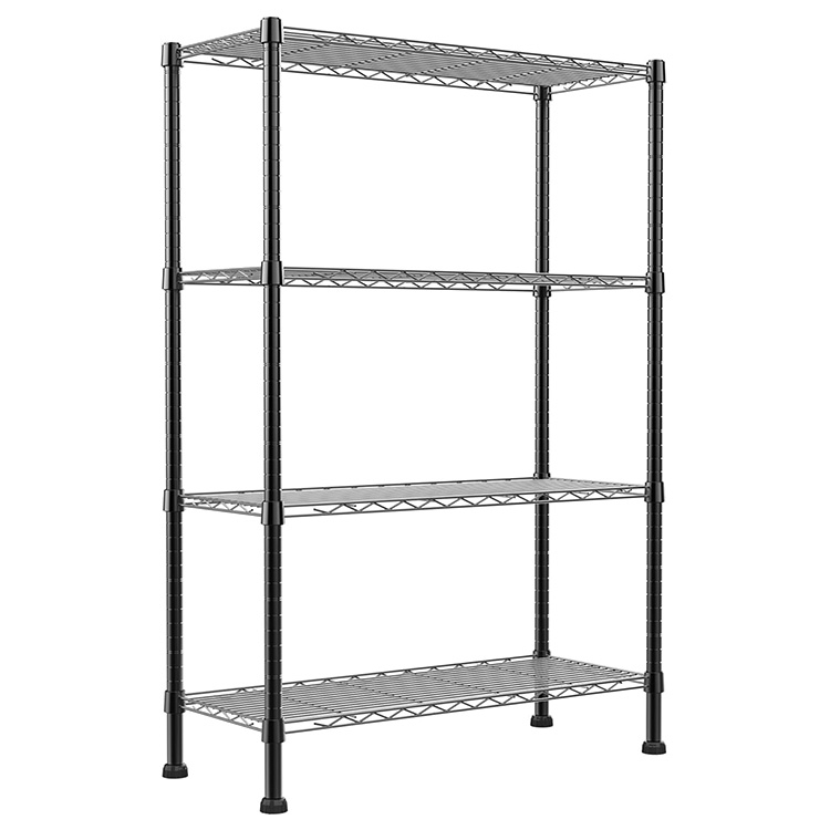 4 Tiers Chrome Powder Coated Metal Storage Wire Shelf Adjustable Storage Rack