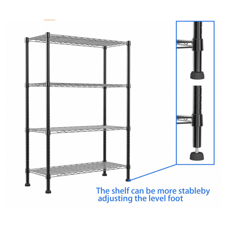 14.1" D X 30" W X 54" H Black 4-Wire Shelving Metal Storage Rack Adjustable Shelves Standing Storage Shelf Units