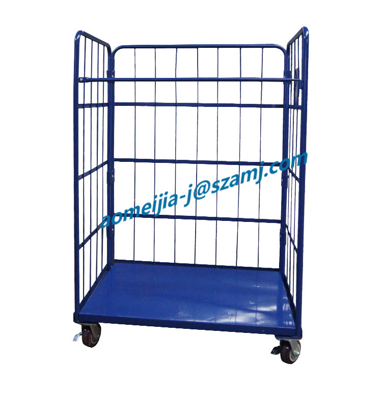 Heavy Duty Warehouse Industrial Folding Rolling Metal Storage Container Cart