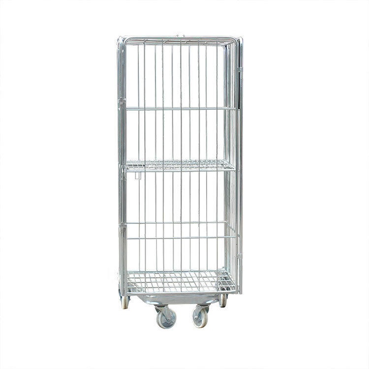High Quality Steel Galvanization 4 Sides 4 Doors Warehouse Roll Container Cage Trolleys