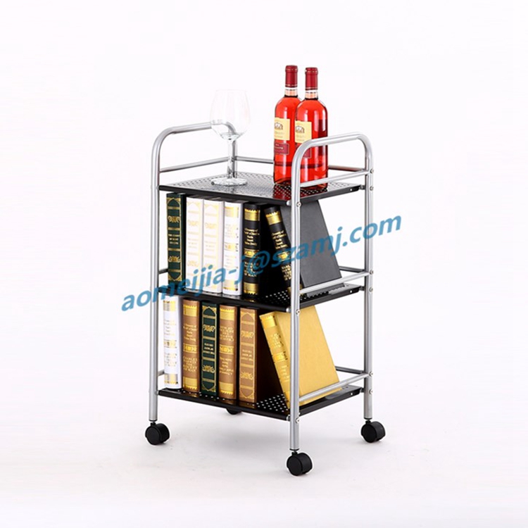 AMJ Cheap Price Steel Removable 3-Tier Rolling Storage Cart Wire Shelf Trolley