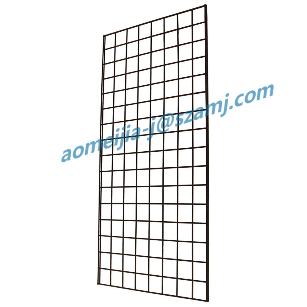 Black Powder Coated 1 Layer Metal Mesh Gridwall Panel Wire Grid Display Rack