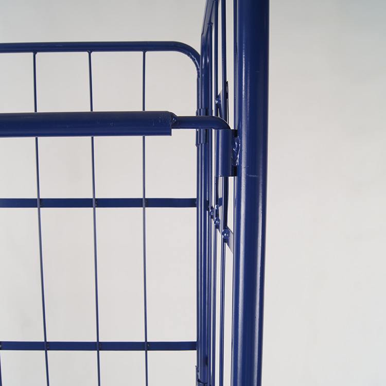 AMJ Blue Collapsible Nestable Detachable  Logistics Collapsible Logistics 3 Side Roll Container Trolley