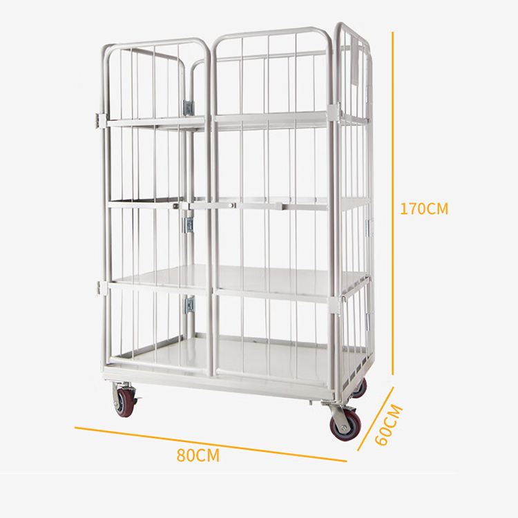 Galvanized Nestable Collapsible Metal Welded Steel Roll Container for Warehouse