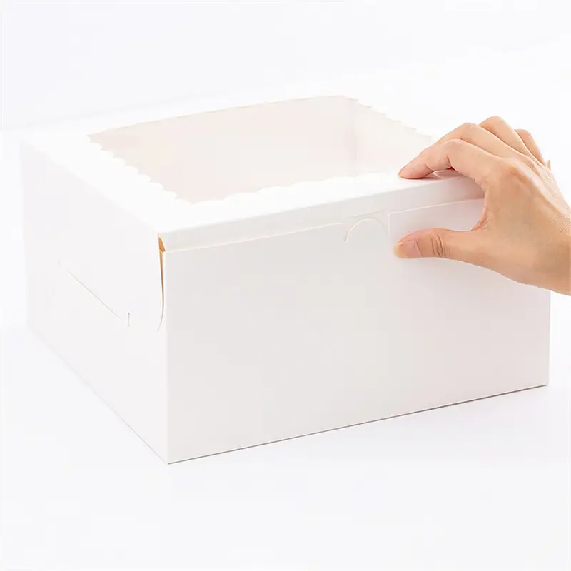 Wholesale White 8*8*5 Inch Paper Bakery Boxes with Window Disposable Cake Containers Dessert Packaging Boxes Manufacturers, Factories