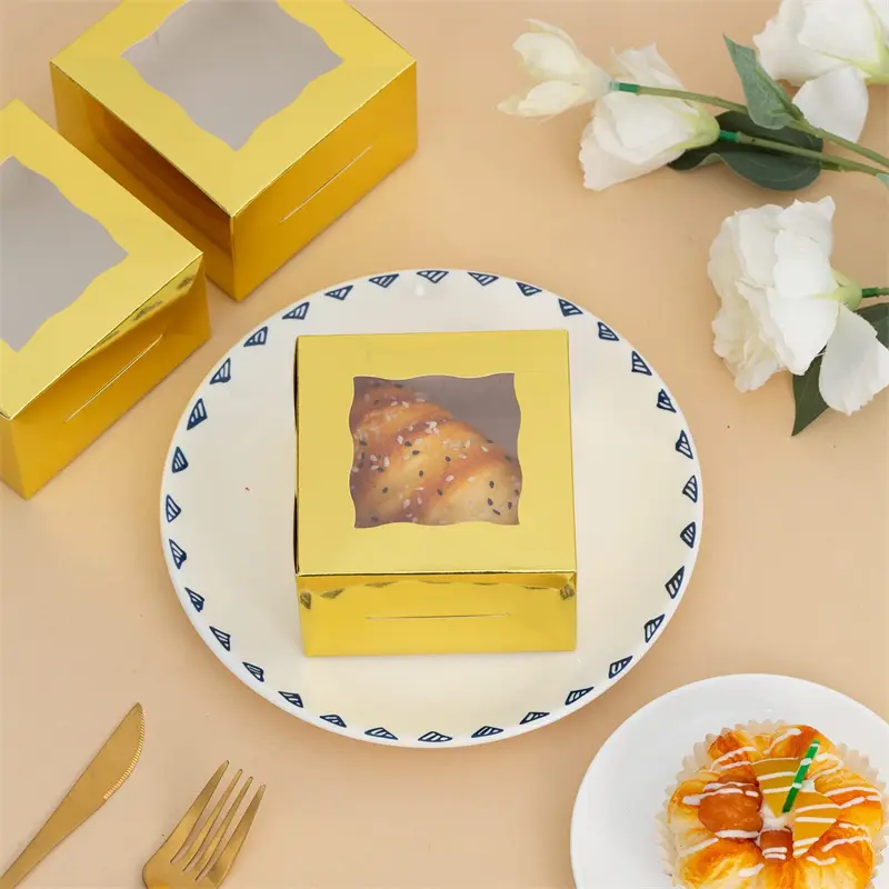 Wholesale Disposable Kraft Ivory Paper Cake Box With Window Packaging for Pastry