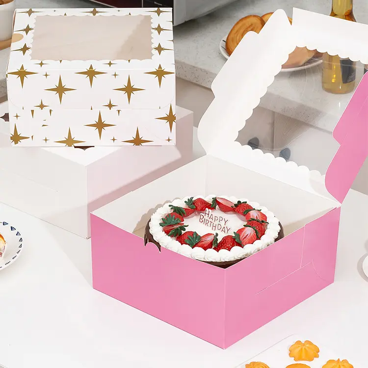 Wholesale Custom Printing And Size 10*10*5 Inch Paper Bakery Boxes with Window Manufacturer, Supplier