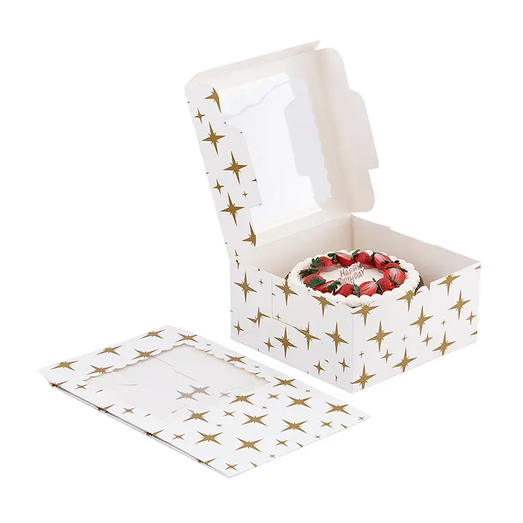 Wholesale Custom Printing And Size 10*10*5 Inch Paper Bakery Boxes with Window Manufacturer, Supplier