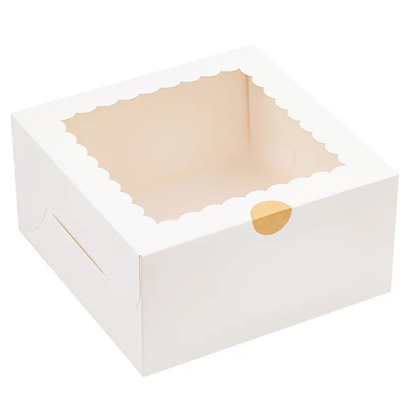 Wholesale White 8*8*5 Inch Paper Bakery Boxes with Window Disposable Cake Containers Dessert Packaging Boxes Manufacturers, Factories