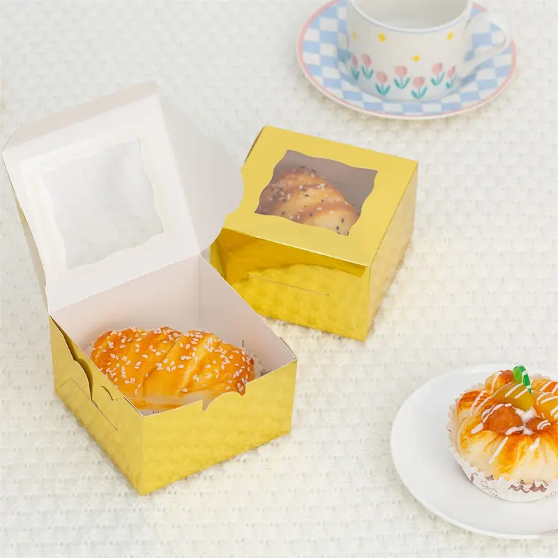 Wholesale Disposable Kraft Ivory Paper Cake Box With Window Packaging for Pastry
