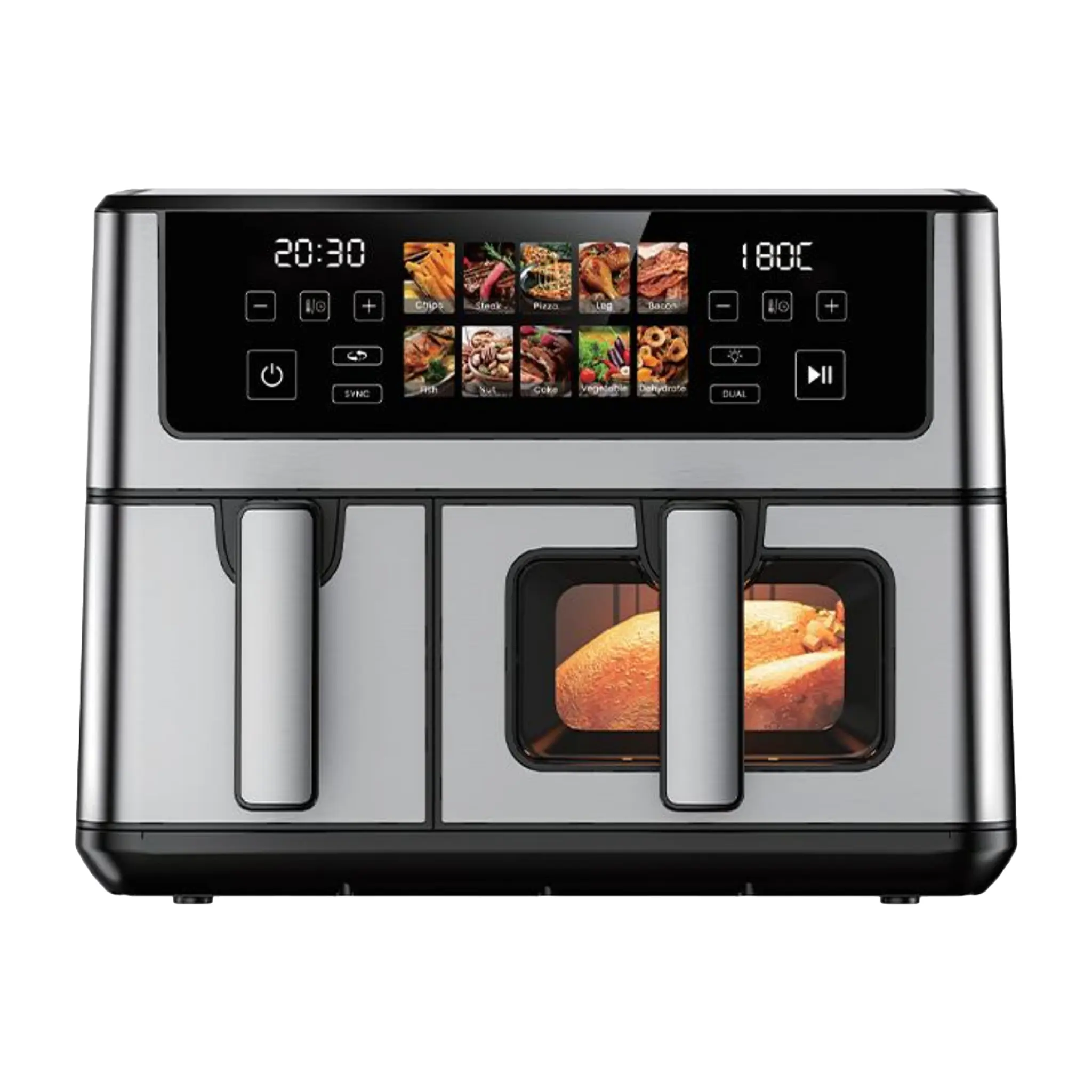 China Dual Basket Air Fryer – 10L 2800W Up & Down Dual Heating Smart Touch Manufacturers, Factory