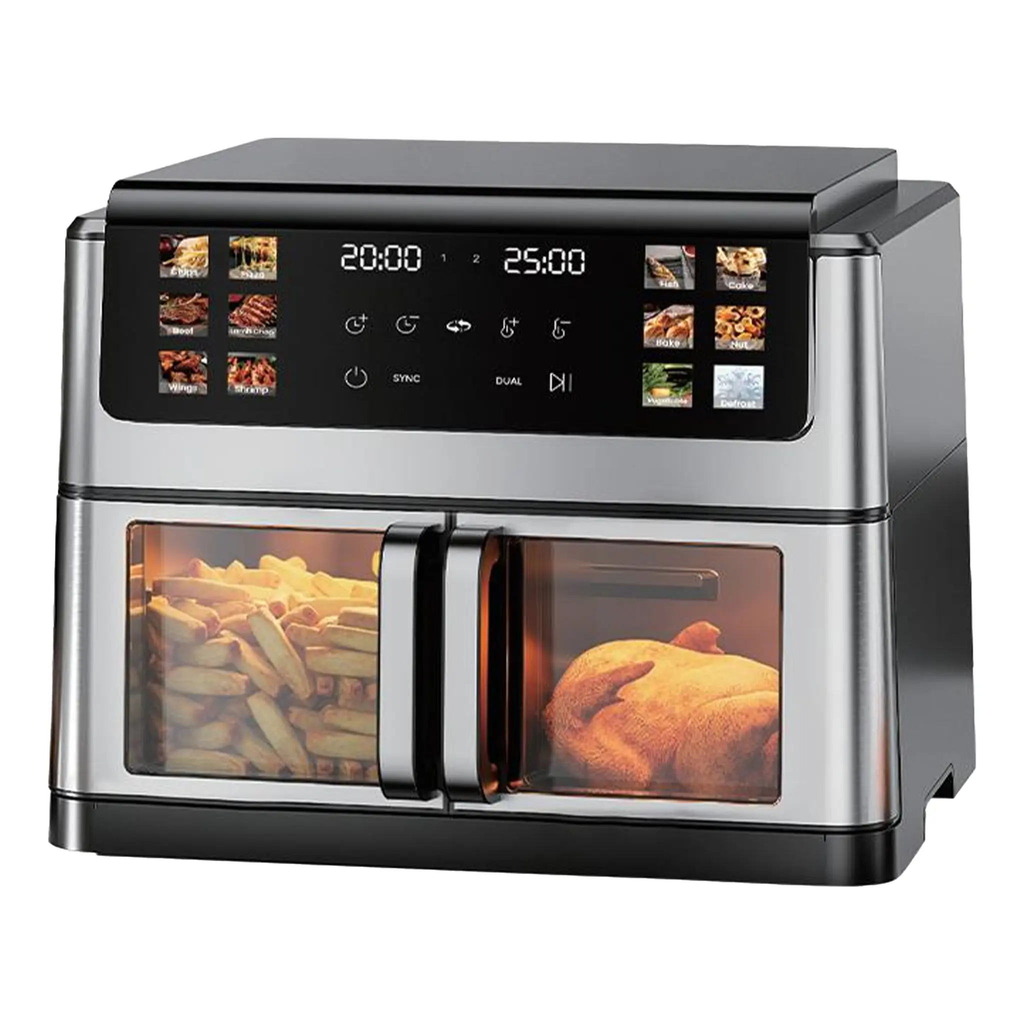 Wholesale RA1105-2DS Dual Basket Air Fryer – 11L 2800W Up & Down Dual Heating Smart Touch Supplier, Factories