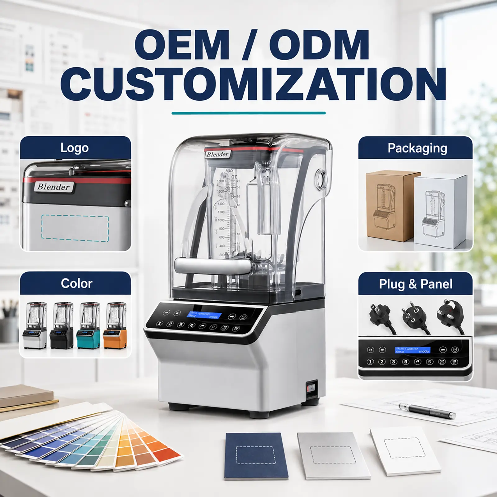 China LY-8005 Commercial Blender with Sound Shield Cover, 1800W 2L Jar OEM/ODM Manufacturers, Supplier