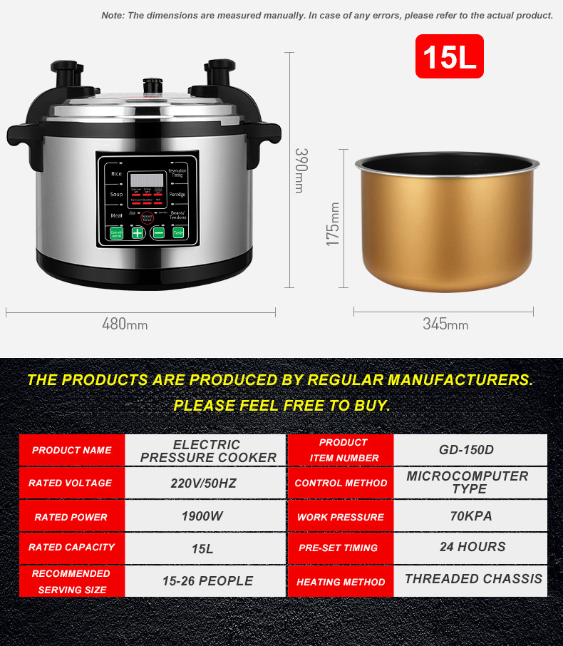 Commercial Electric Pressure Cooker 65L - 3500W La06