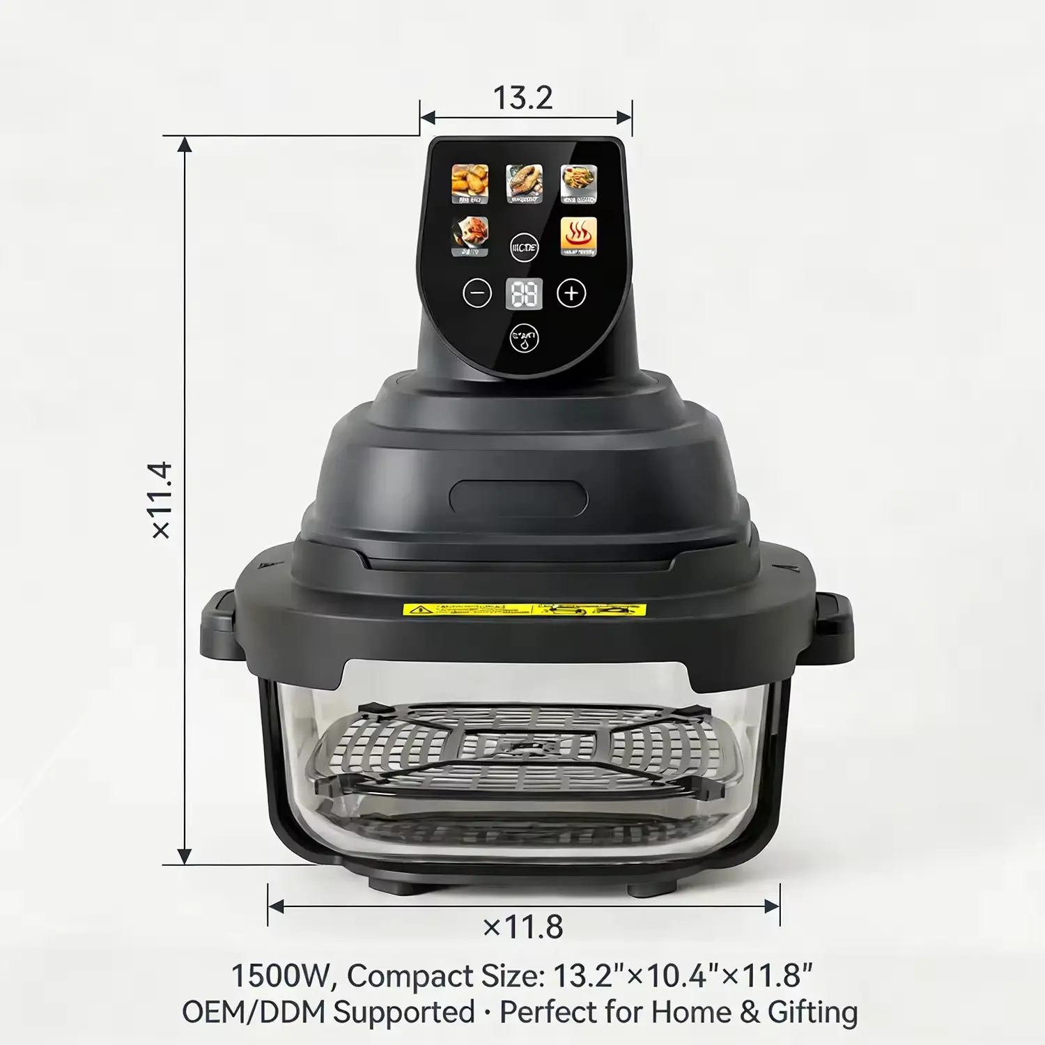 China Glass Bowl Air Fryer With Visible Cooking Window Smart Digital Control Large Capacity Electric Air Fryer Oven Kitchen Manufacturers, Factory