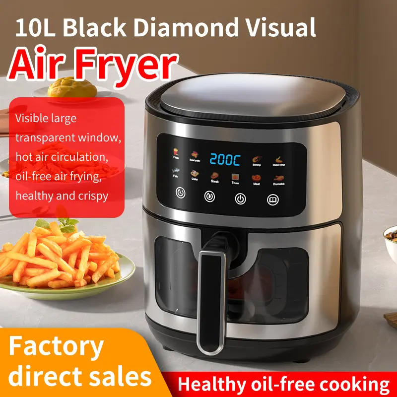 Wholesale 1300W Compact Air Fryer Touch Screen 8 Cooking Functions Oil-Free Healthy Cooker Space-Saving Design Manufacturers, Suppliers