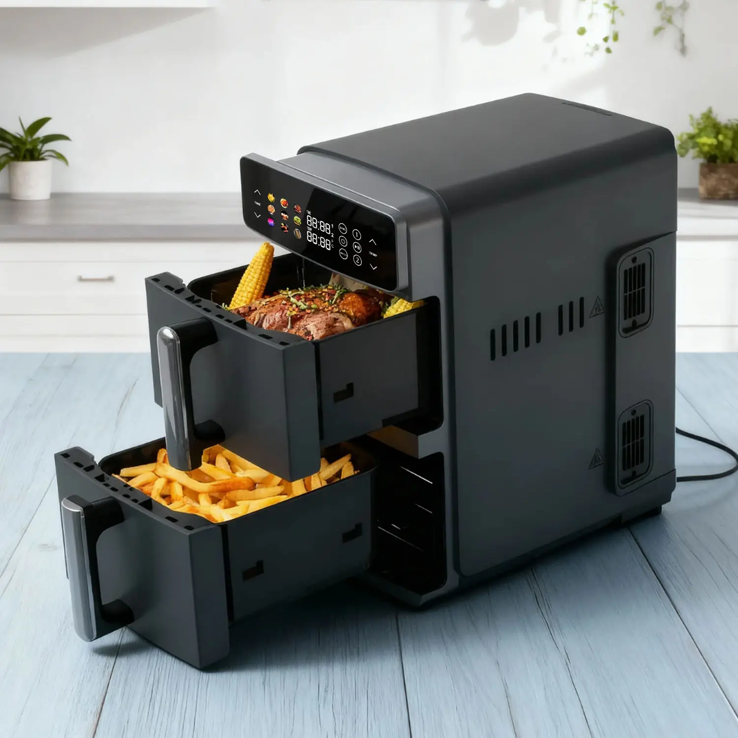 Wholesale Dual Stack Air Fryer 5.5L plus 5.5L Double Basket 2800W Touch Screen OEM ODM Manufacturer, Factories