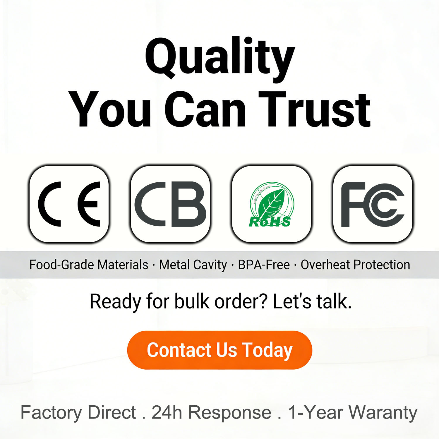 Quality certifications and international safety standard marks
