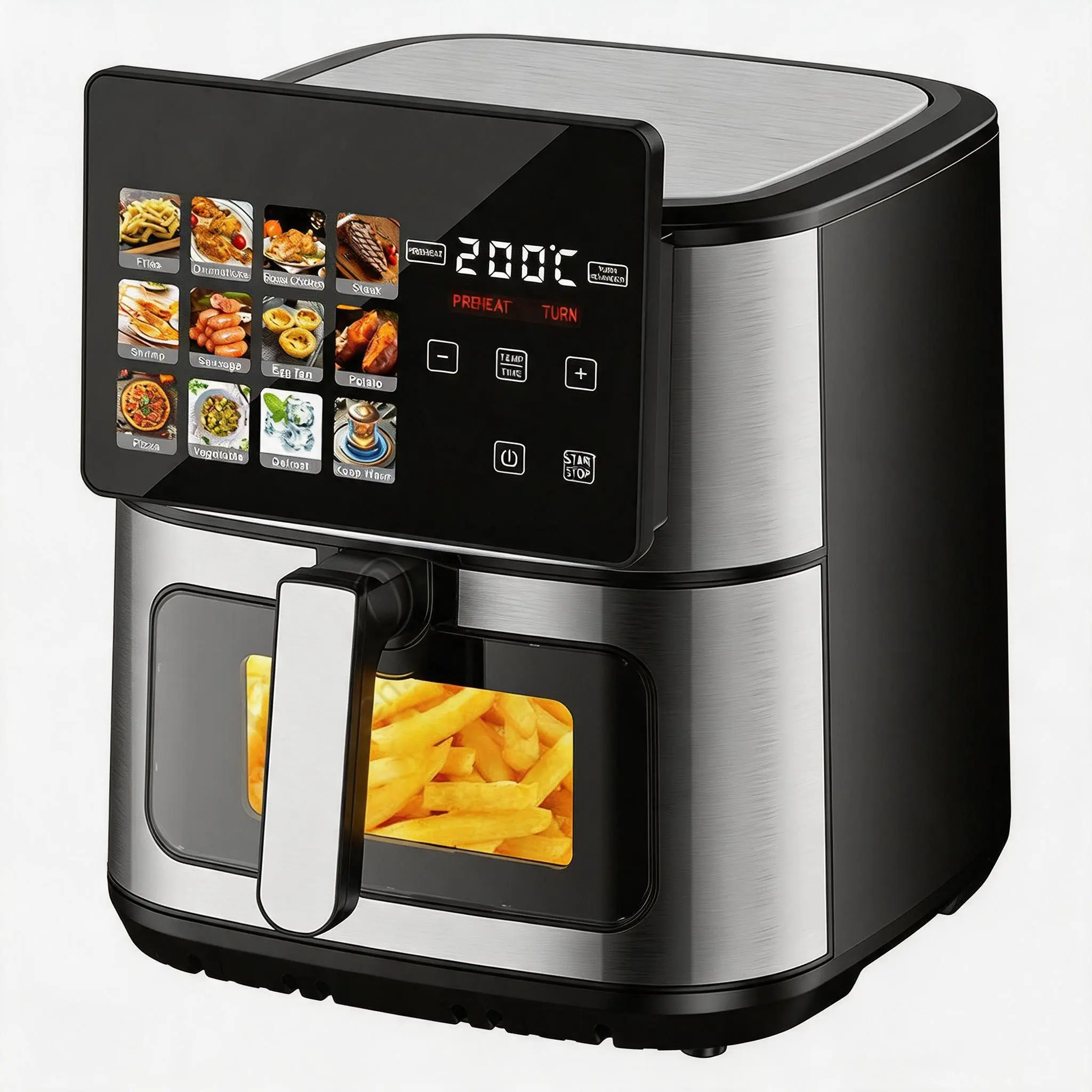 Wholesale 2026 New 8.5L Stainless Steel Smart Air Fryer – Digital Oven with Big Color Panel Electric French Fries Cooker Manufacturers, Factory
