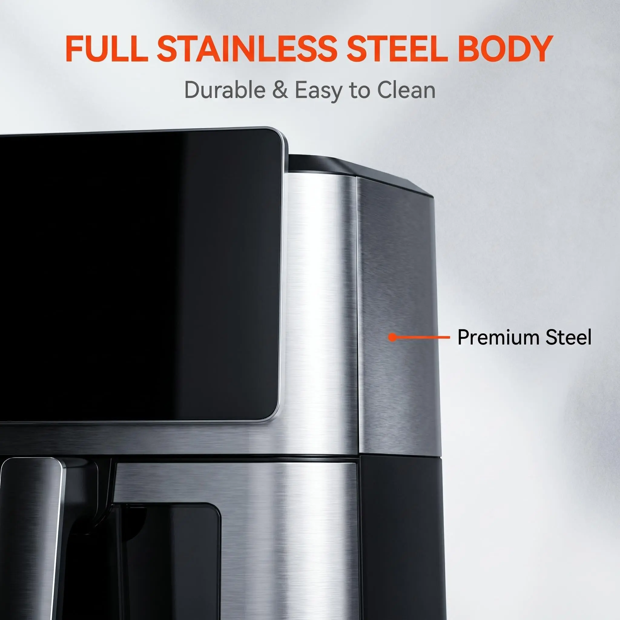 Wholesale RA811DSV Dual-Heating Air Fryer – 8L 1800W Color Screen Full Stainless Steel Body Suppliers, Factory