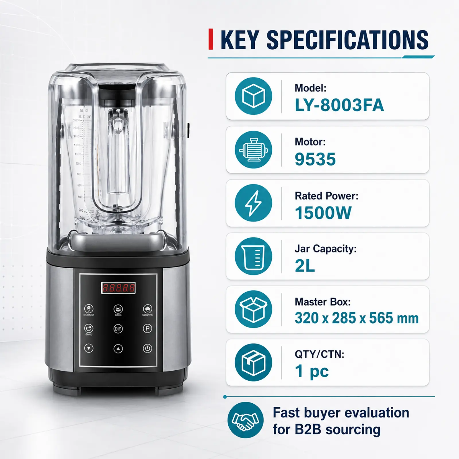Wholesale 1500W 2L Commercial Blender for Smoothies, Ice Crushing and Beverage Shops Manufacturers, Supplier
