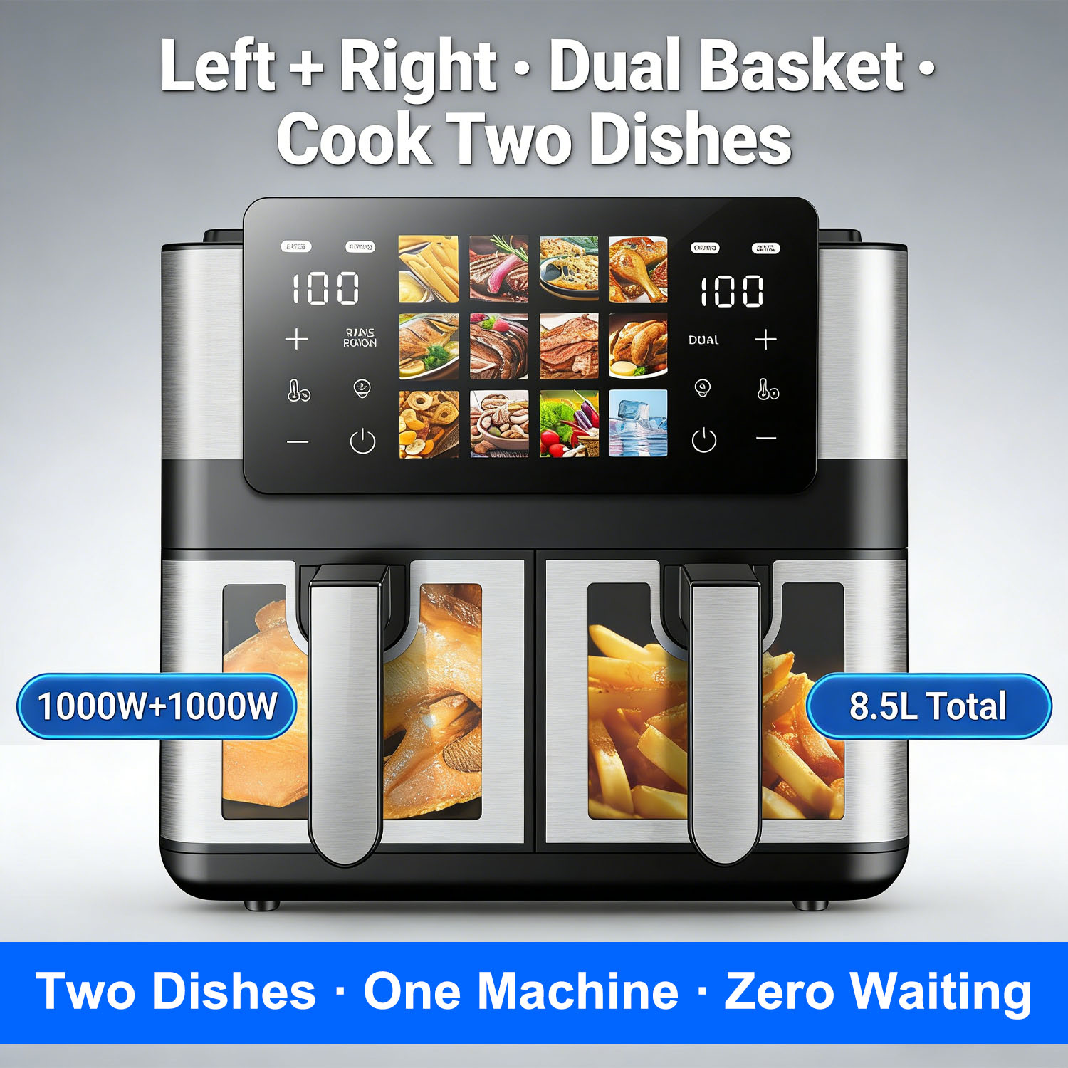 Dual Zone Air Fryer - Main Features Display