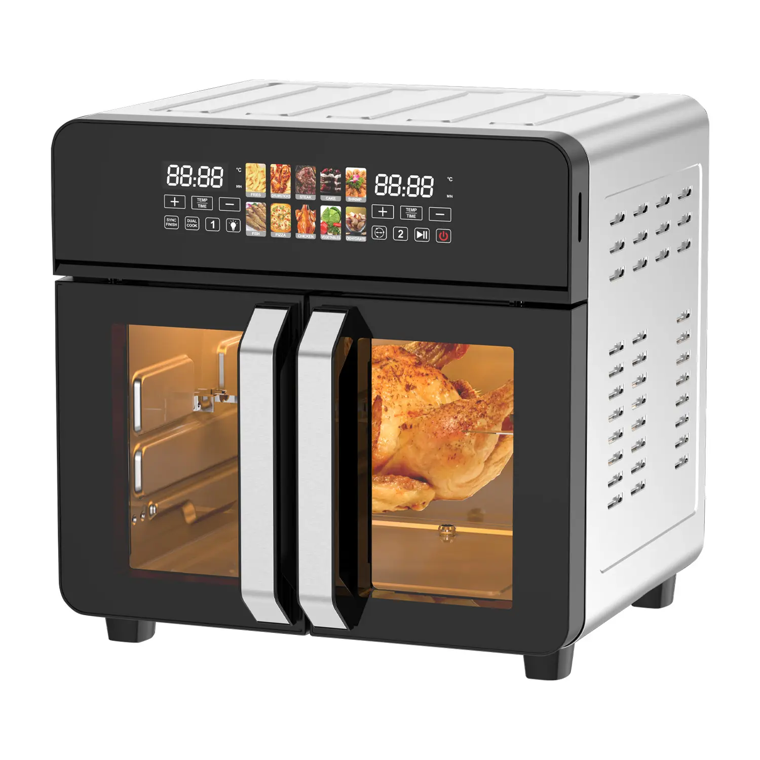 Wholesale 23L Dual Air Fryer & Pizza Oven | SYNC Function | 2200-2600W | KDF-2303DT-2 / AFTO Series | Apexdura OEM/ODM Manufacturer, Factory