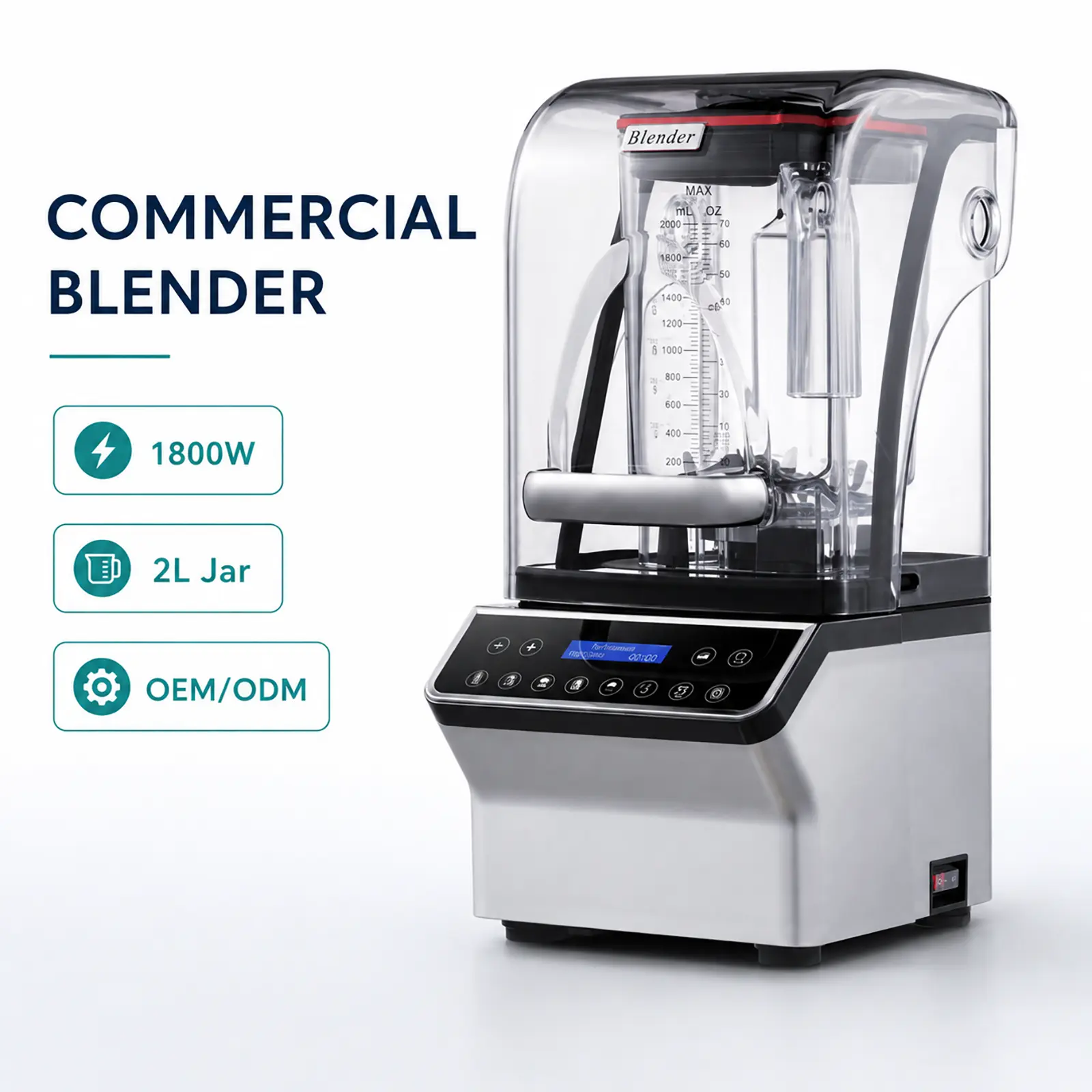 China LY-8005 Commercial Blender with Sound Shield Cover, 1800W 2L Jar OEM/ODM Manufacturers, Supplier